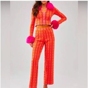 Show Me Your MuMu Orange and Pink Patterned pants